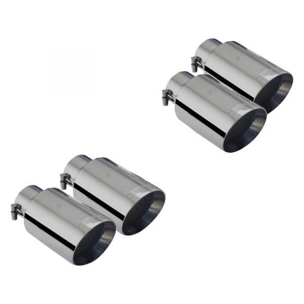 XFORCE Exhaust® - Stainless Steel Twin Round Angle Cut Black Exhaust Tips