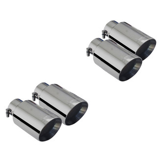 XFORCE Exhaust® - Stainless Steel Twin Round Angle Cut Clamp-On Black Exhaust Tips