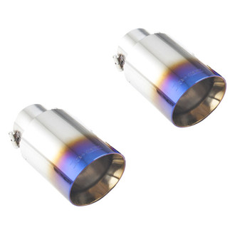 XFORCE Exhaust® - Stainless Steel Round Angle Cut Clamp-On Dual Blue Exhaust Tips