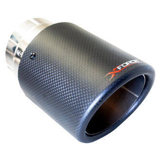 XFORCE Exhaust® - Stainless Steel Angle Cut Clamp-On Carbon Fiber Exhaust Tip