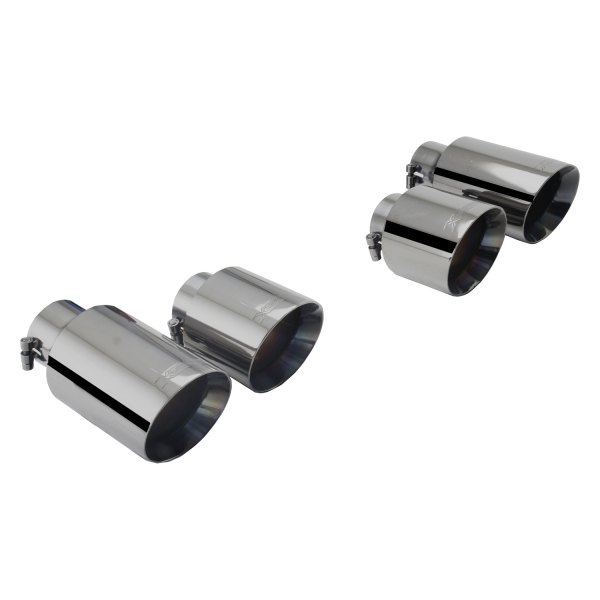 XFORCE Exhaust® - Stainless Steel Round Angle Cut Quad Black Exhaust Tips