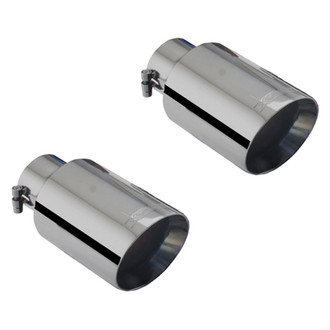 XFORCE Exhaust® - Stainless Steel Round Angle Cut Clamp-On Dual Black Exhaust Tips