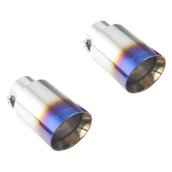 XFORCE Exhaust® - Stainless Steel Round Angle Cut Dual Blue Exhaust Tips