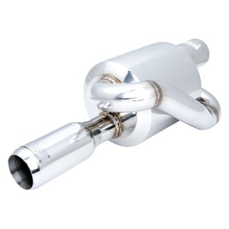 XFORCE Exhaust® - Stainless Steel Round Twin Loop Exhaust Muffler (2.5" Offset ID, 3.5" Offset OD, 15" Length)