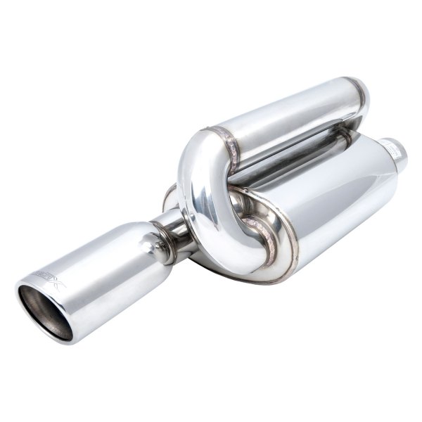 XFORCE Exhaust® - Stainless Steel Oval Twin Loop Exhaust Muffler with Passenger Side Inlet