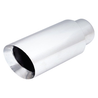 XFORCE Exhaust® - Stainless Steel Round Angle Cut Weld-On Single Polished Exhaust Tip (2.5" Inlet, 4" Outlet, 8" Length)