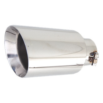 XFORCE Exhaust® - Stainless Steel Round Angle Cut Clamp-On Single Polished Exhaust Tip (2.5" Inlet, 4" Outlet, 7" Length)