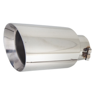 XFORCE Exhaust® - Stainless Steel Round Angle Cut Clamp-On Single Polished Exhaust Tip (3" Inlet, 4" Outlet, 7" Length)