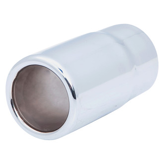XFORCE Exhaust® - Stainless Steel Round Rolled Edge Straight Cut Weld-On Single Polished Exhaust Tip (2.25" Inlet, 2.5" Outlet, 4.5" Length)