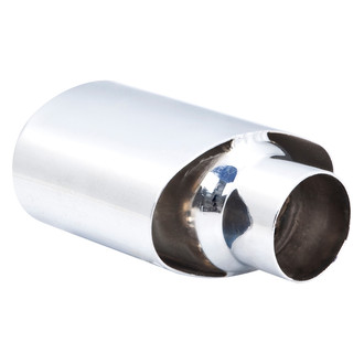 XFORCE Exhaust® - Stainless Steel Passenger Side Oval Angle Cut Weld-On Single Polished Exhaust Tip (2.5" Inlet, 5.5" Length)