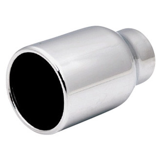 XFORCE Exhaust® - Stainless Steel Round Rolled Edge Straight Cut Weld-On Single Polished Exhaust Tip (2.5" Inlet, 3.5" Outlet, 6.5" Length)