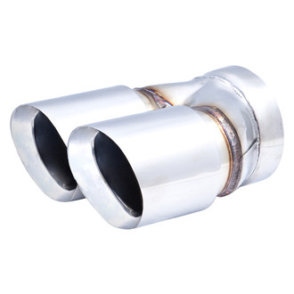 XFORCE Exhaust® - Stainless Steel Round Angle Cut Weld-On Dual Polished Exhaust Tip (3" Inlet, 3.5" Outlet, 8" Length)