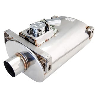 XFORCE Exhaust® - Varex™ Stainless Steel Oval Exhaust Muffler with Front and Rear Side Brackets (2.5" Center ID, 2.5" Center OD, 15" Length)