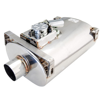 XFORCE Exhaust® - Varex™ Stainless Steel Oval Exhaust Muffler with Front and Rear Side Brackets (3" Center ID, 3" Center OD, 15" Length)
