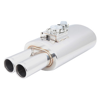 XFORCE Exhaust® - Varex™ Stainless Steel Oval Exhaust Muffler (2.5" Center ID, 3" Dual OD, 15" Length)