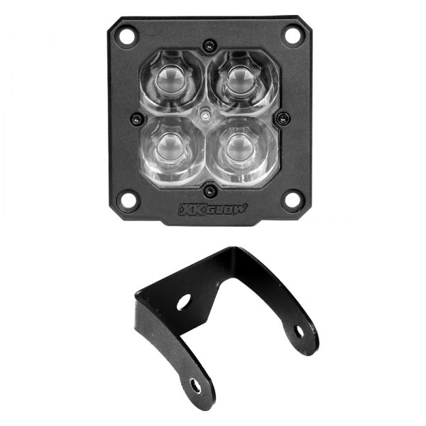 XKGlow® - XKChrome C3 Series Flush Mount 3" 20W Cube Fog Beam LED Light, with RGB Accent Lighting, Full Set