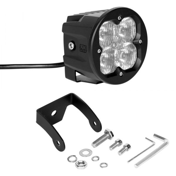 XKGlow® - XKChrome C3 Series 3" 2x20W Cube Driving Beam LED Lights, with Round Front Plate, Full Set