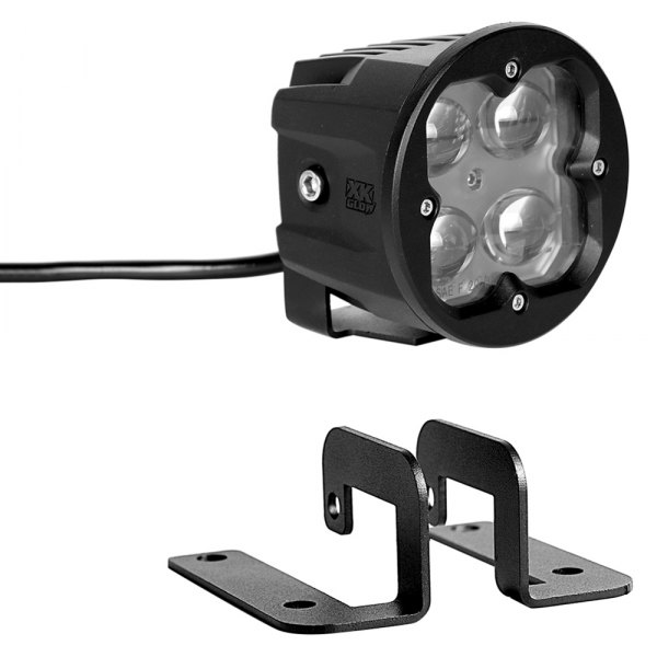 XKGlow® - XKChrome C3 Series 3" 20W Cube Fog Beam LED Light, with Round Front Plate, Full Set