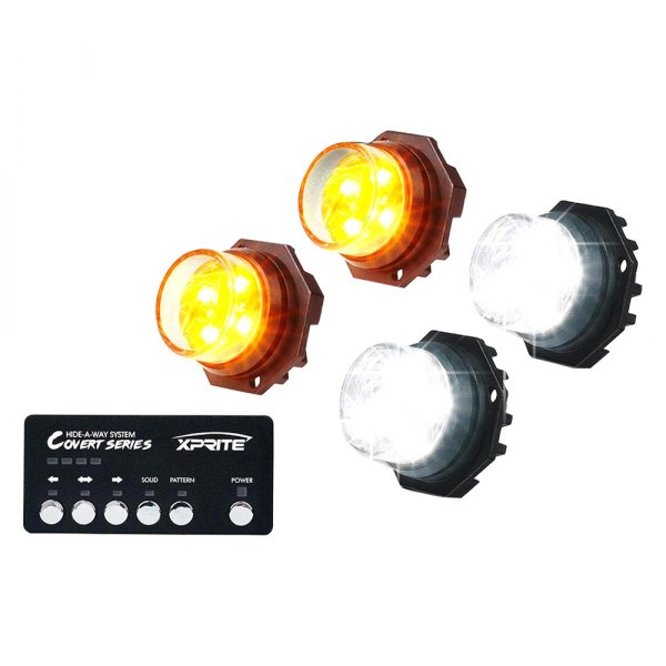 Xprite® - Covert 4 Series White/Amber Permanent Mount LED Hideaway Strobe Lights