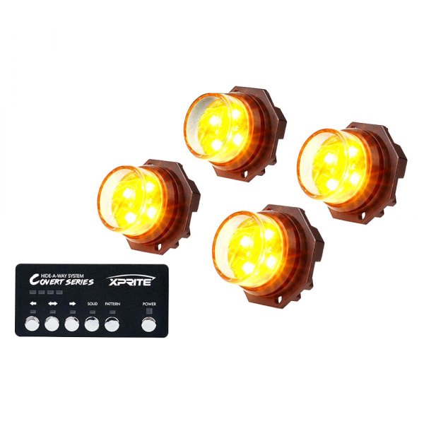 Xprite® - Covert 4 Series Amber Permanent Mount LED Hideaway Strobe Lights