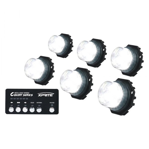 Xprite® - Covert 6 Series White Permanent Mount LED Hideaway Strobe Lights