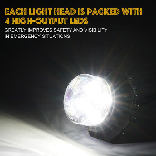Xprite 6-Piece Amber Hideaway Strobe Light Kit – LED Emergency Warning Lights For Grille, Headlights, Or Bumper