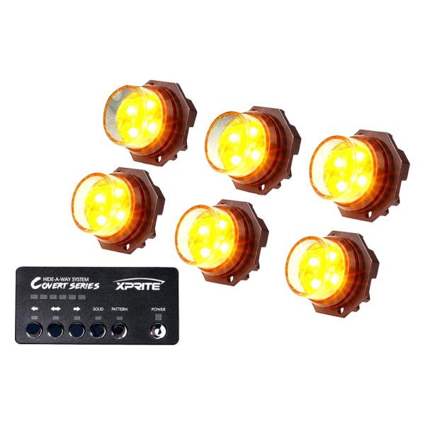 Xprite® - Covert 6 Series Amber Permanent Mount LED Hideaway Strobe Lights