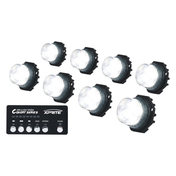 Xprite® - Covert 8 Series White Permanent Mount LED Hideaway Strobe Lights