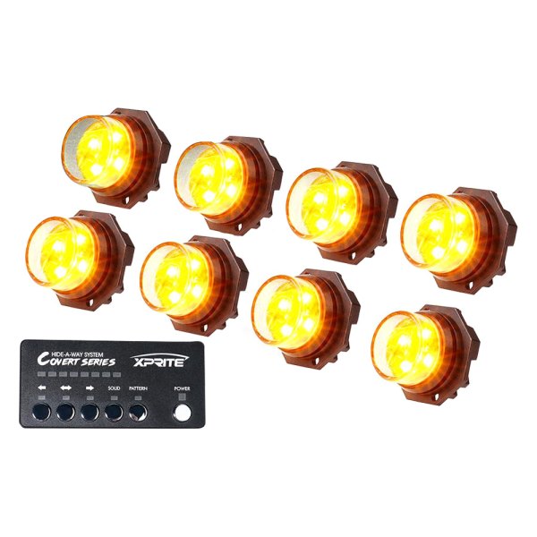 Xprite® - Covert 8 Series Amber Permanent Mount LED Hideaway Strobe Lights