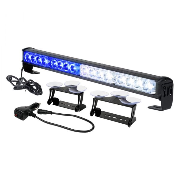 Xprite® - G2 18" 16-LED White/Blue Suction Cup Mount Traffic Advisor Light Bar