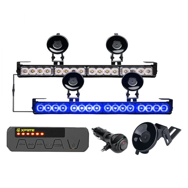 Xprite® - Contract G1 Series 17.1" 32-LED Blue Bolt-On/Suction Cup Mount Traffic Advisor Light Bar