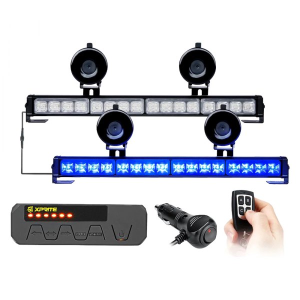 Xprite® - Contract G2 Series 17.1" 32-LED Blue Bolt-On/Suction Cup Mount Traffic Advisor Light Bar