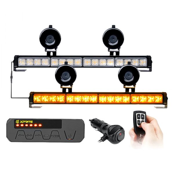 Xprite® - Contract G2 Series 17.1" 32-LED Amber Bolt-On/Suction Cup Mount Traffic Advisor Light Bar
