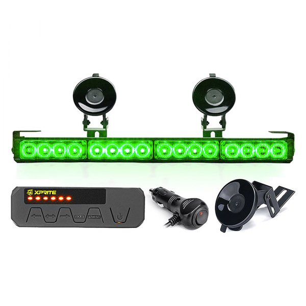 Xprite® - Contract Series 32-LED Green Bolt-On/Suction Cup Mount Traffic Advisor Light Bar