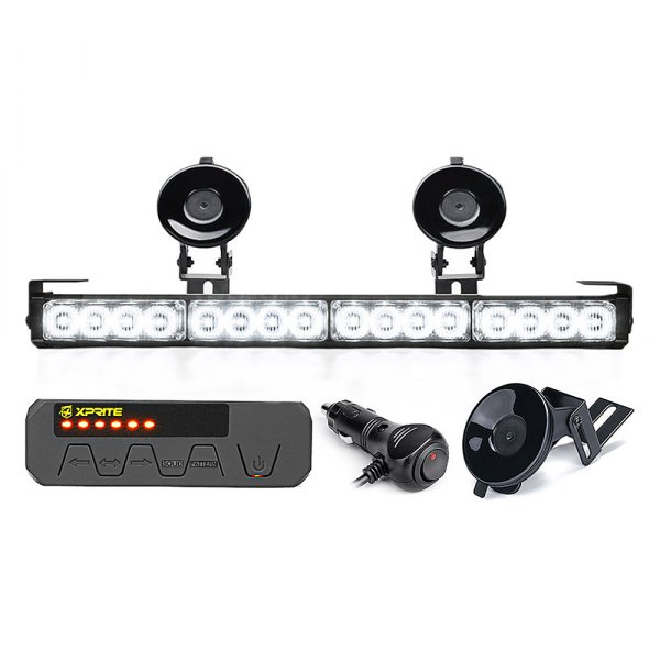 Xprite® - Contract Series 32-LED White Bolt-On/Suction Cup Mount Traffic Advisor Light Bar