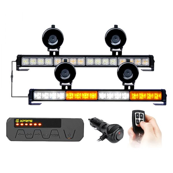 Xprite® - Contract G2 Series 17.1" 32-LED White/Amber Bolt-On/Suction Cup Mount Traffic Advisor Light Bar
