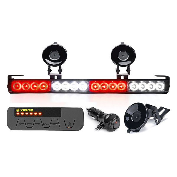 Xprite® - Contract Series 32-LED White/Red Bolt-On/Suction Cup Mount Traffic Advisor Light Bar
