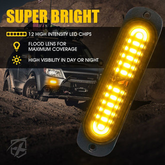Xprite® - Tactical 12 Series 4.25" Amber Bolt-on LED Strobe Lights