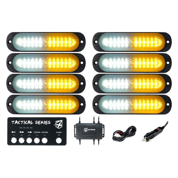 Xprite® - Tactical 12 Series 4.25" Amber/White Bolt-on LED Strobe Lights