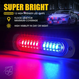 Xprite® - Tactical 12 Series 4.25" Red/Blue Bolt-on LED Strobe Lights