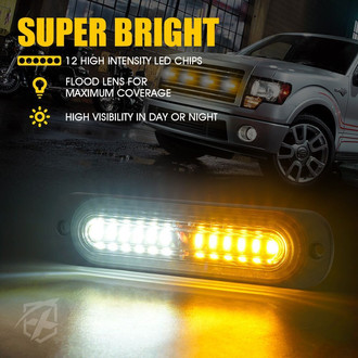Xprite® - Tactical 12 Series 4.25" White/Amber Bolt-on LED Strobe Lights