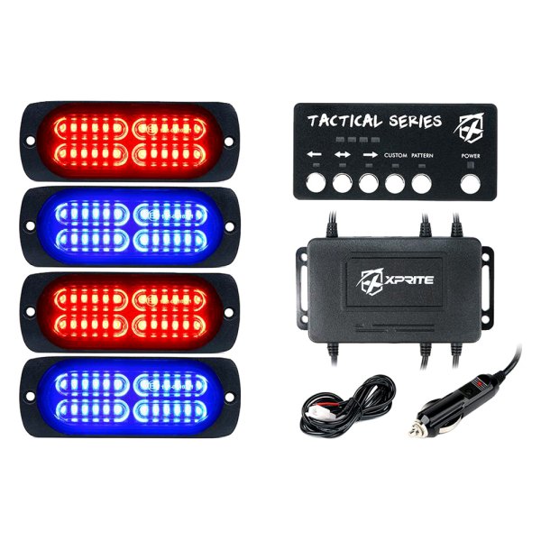 Xprite® - Tactical 24 Series 4.25" Red/Blue Bolt-on LED Strobe Lights