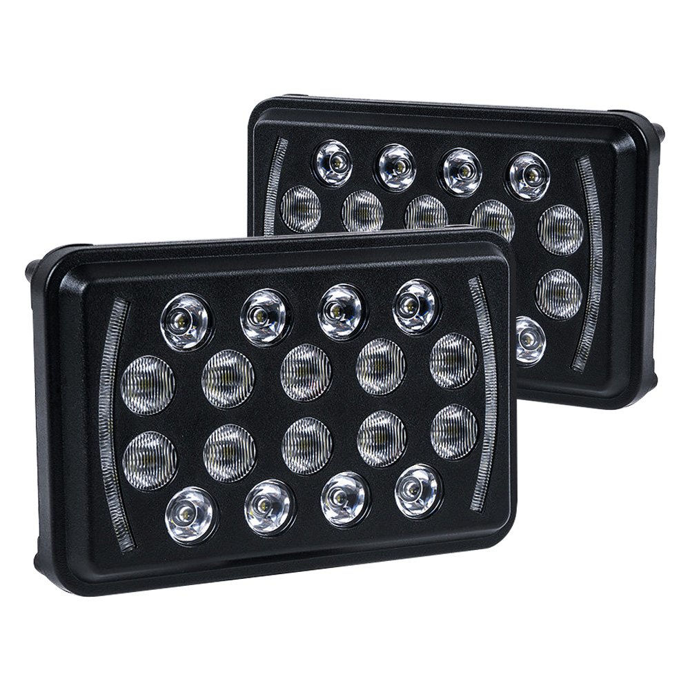 Xprite® HL-4X6-G3-K-2PC - 4x6 Rectangular Black Insight Series LED  Headlights With DRL