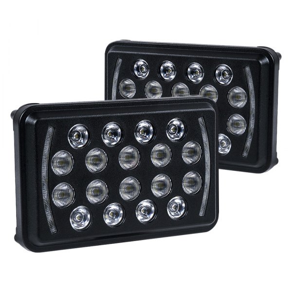 Xprite® - Insight Series 4x6" Rectangular Black LED Headlights With DRL
