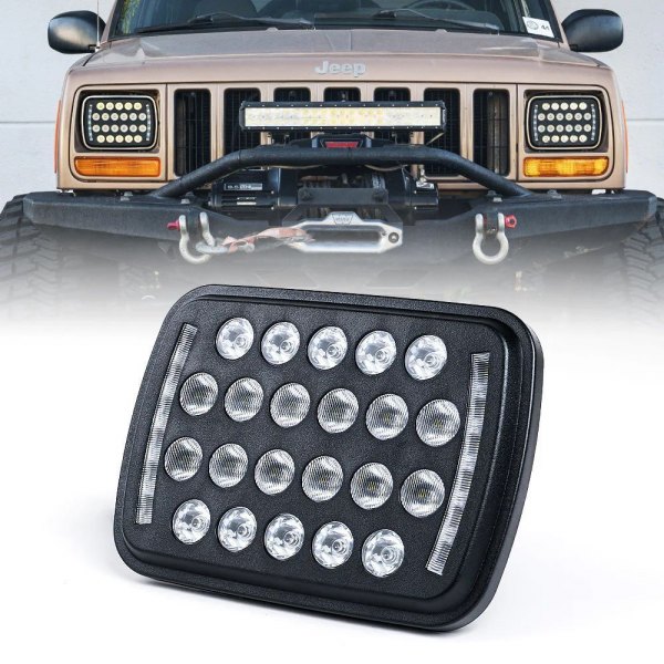 Xprite® - Insight Series 7x6" Rectangular Black LED Headlight With DRL