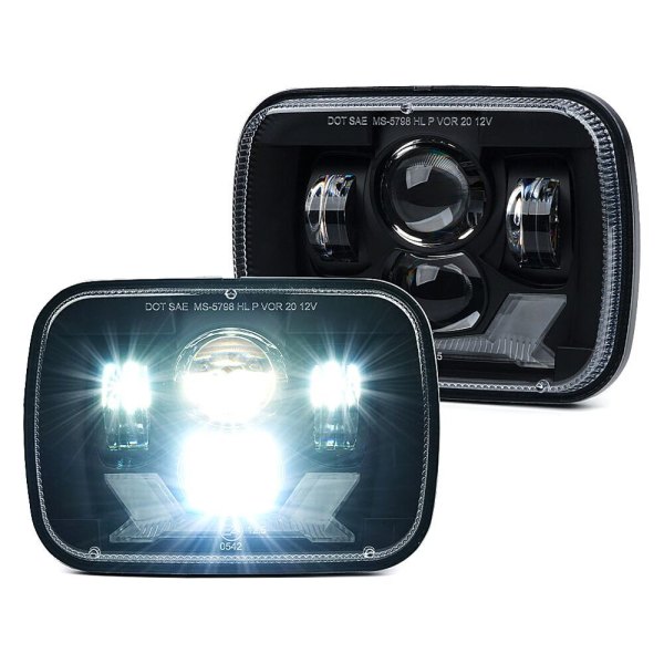 Xprite® - 5x7" Rectangular Black LED Headlights With DRL