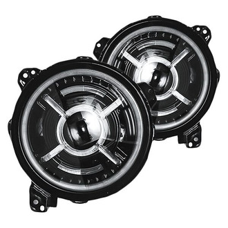 Xprite® - 9" Round Black Dark Bat Halo Projector LED Headlights With RGB-W Halo