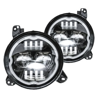 Xprite® - 9" Round Black Dark Bat Halo Projector LED Headlights With RGB-W Halo