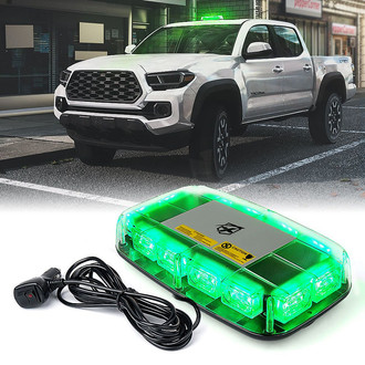 Xprite® - Blaze 2.0 Series 12" 72-LED Green Magnet Mount Mini LED Rooftop Strobe Light Bar