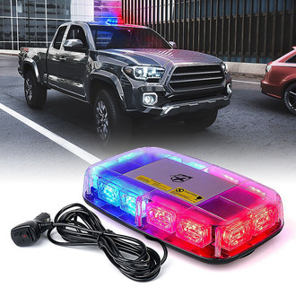Xprite® - Blaze 2.0 Series 12" 72-LED Red/Blue Magnet Mount Mini LED Rooftop Strobe Light Bar